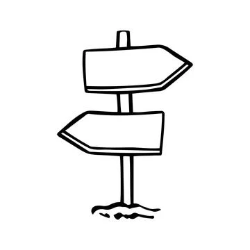 Board doodle. Empty road direction sign. Doodle sketch style Stock Illustration