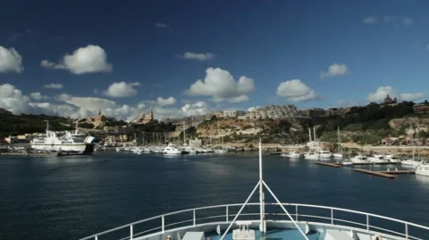 On board - ferry entering a harbor Video stock 45657719