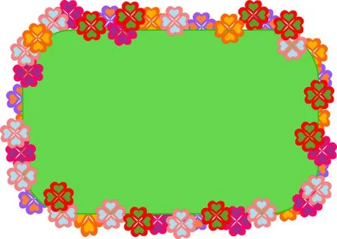 Board with frame made of red and yellow flowers Stock Illustration