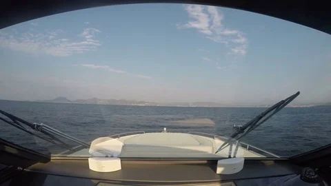On board front view of boat navigating Stock Footage 71004155