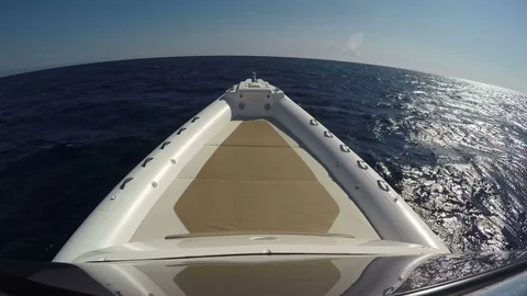 On board front view of a rib navigating fast Stock Footage 71833400