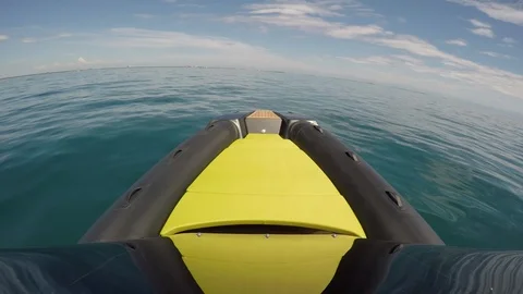 On board front view of a rib navigating fast. Stock Footage 104765877