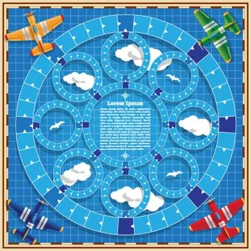 A board game on the airplanes theme. Stock Illustration