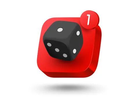 Board game app button. 3d vector mobile application icon with notification Stock Illustration
