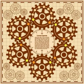 Board game with a background of gears. Stock Illustration