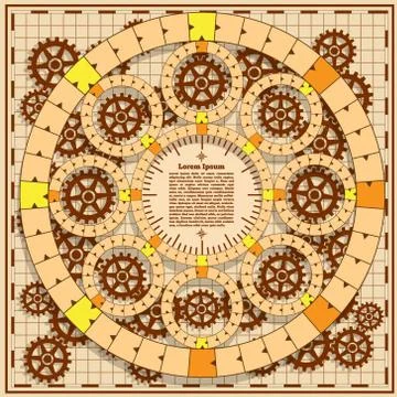 Board game with a background of gears. Stock Illustration