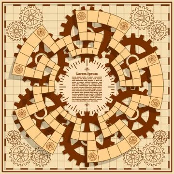 Board game with a background of gears. Stock Illustration