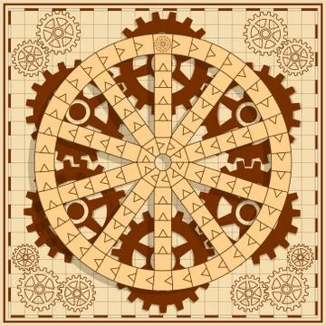 Board game with a background of gears. Stock Illustration