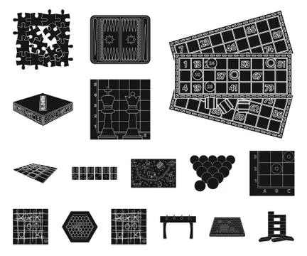 Board game black icons in set collection for design. Game and entertainment イラスト素材