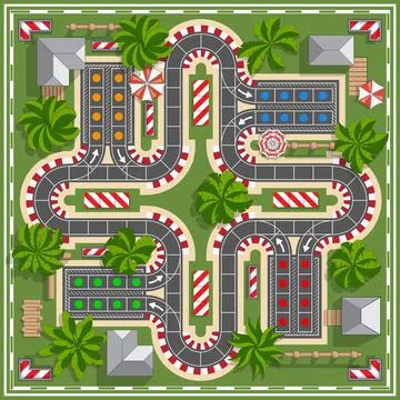 A board game with a car racing theme. Stock Illustration