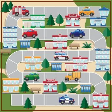Board game. City. Stock Illustration