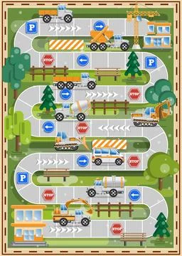 A board game on the construction theme. Stock Illustration