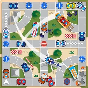 Board game of driving situations. Stock Illustration
