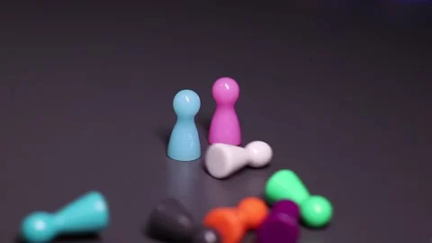 Board game elements - colorful people figure, meeple, character Stock Footage 147058260