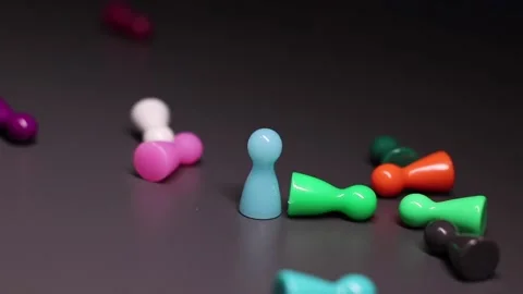 Board game elements - colorful people figure, meeple, character Stock Footage 147058267