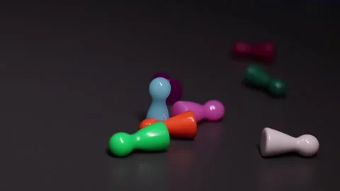 Board game elements - colorful people figure, meeple, character Stock Footage 147058346