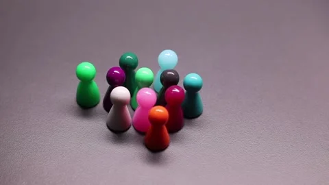 Board game elements - colorful people figure, meeple, character Stock Footage 147058394
