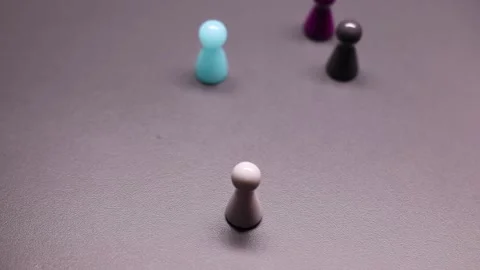 Board game elements - colorful people figure, meeple, character Stock Footage 147058520