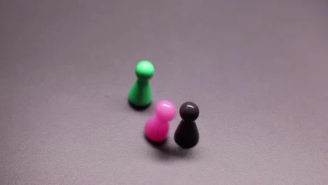 Board game elements - colorful people figure, meeple, character Stock Footage 147058580