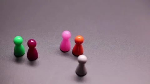 Board game elements - colorful people figure, meeple, character Stock Footage 147058601