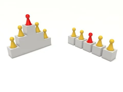 Board game figures team work hierarchy individual leader Stock Illustration