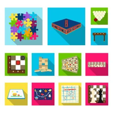 Board game flat icons in set collection for design. Game and entertainment Stock Illustration