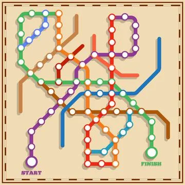 Board game in the form of a subway scheme. Stock Illustration