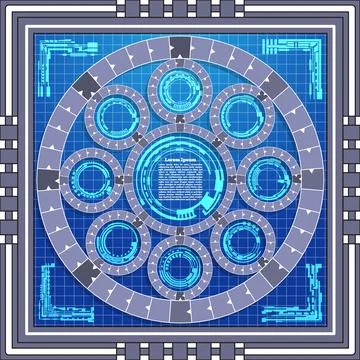 Board game with HUD elements. Illustrazione stock