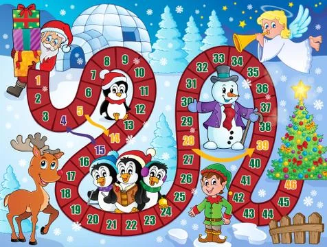 Board game image with Christmas theme - eps10 vector illustration. Stock Illustration