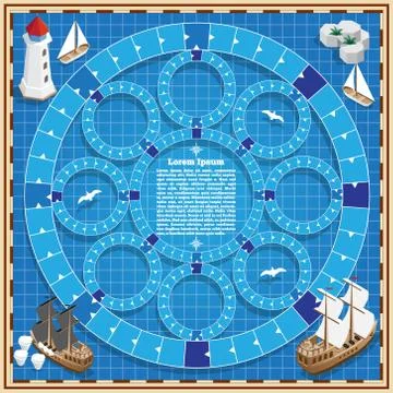 A board game on the marine theme. Stock Illustration