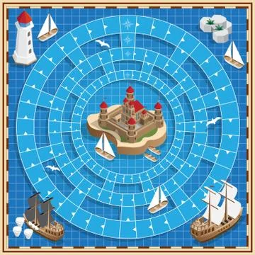 A board game on the marine theme. Stock Illustration