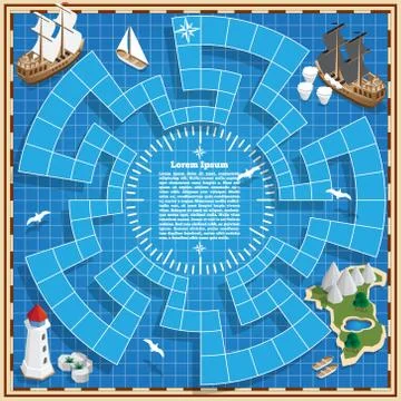 A board game on the marine theme. Stock Illustration