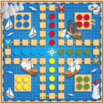 A board game on the marine theme. Stock Illustration
