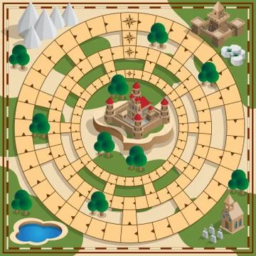 Board game of the medieval theme. Stock Illustration