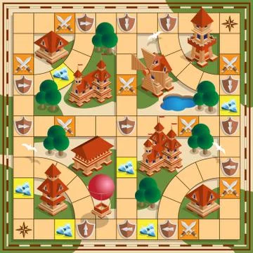 Board game of the medieval theme. Stock Illustration