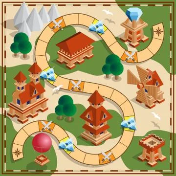 Board game of the medieval theme. Stock Illustration