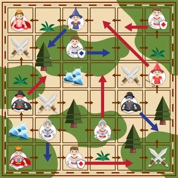 A board game on a medieval theme. Stock Illustration