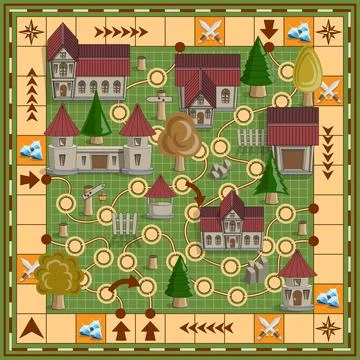 Board game on a medieval theme. Stock Illustration