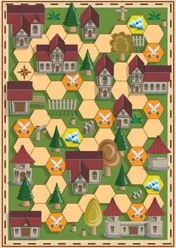 Board game on a medieval theme. Stock Illustration