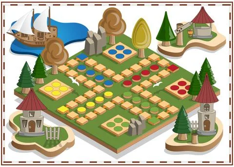 Board game of the medieval theme. Stock Illustration