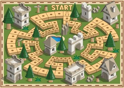 Board game of the medieval theme. Иллюстрация