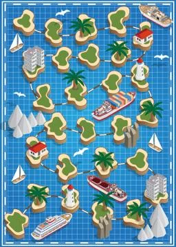 Board game on the sea theme. Stock Illustration