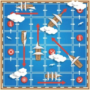 Board game on the sea theme. Stock Illustration