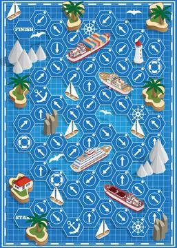 Board game on the sea theme. イラスト素材