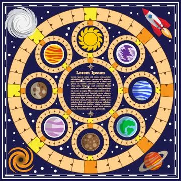 A board game on the space theme. Stock Illustration
