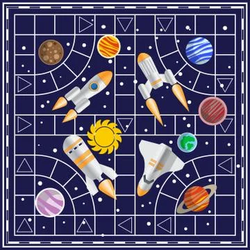 A board game on the space theme. Stock Illustration