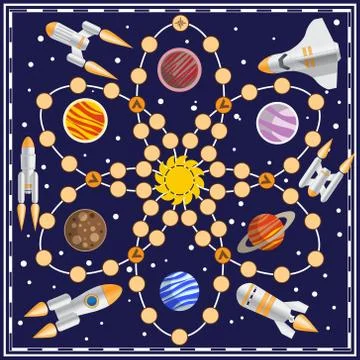A board game on the space theme. Stock Illustration