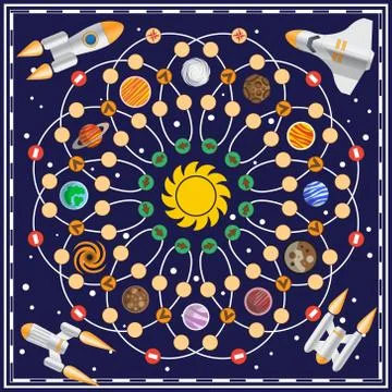 A board game on the space theme. Stock Illustration