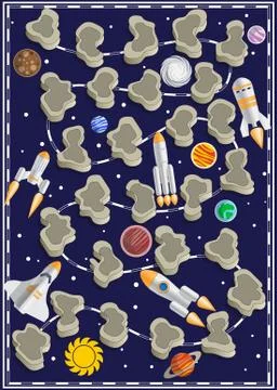 A board game on the space theme. Stock Illustration