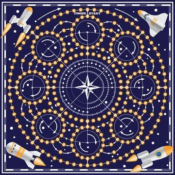 A board game on the space theme. Stock Illustration